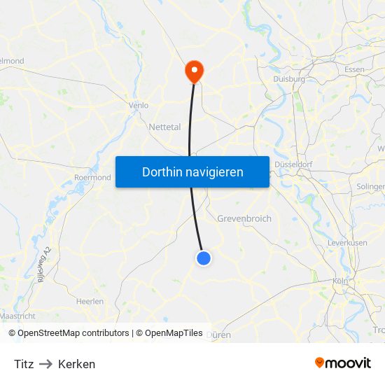 Titz to Kerken map