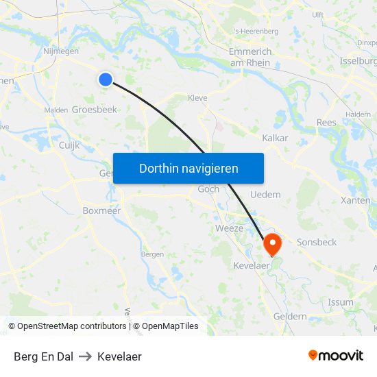 Berg En Dal to Kevelaer map