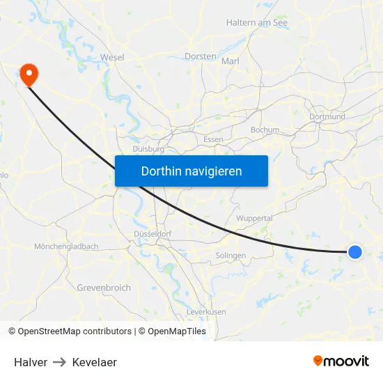Halver to Kevelaer map