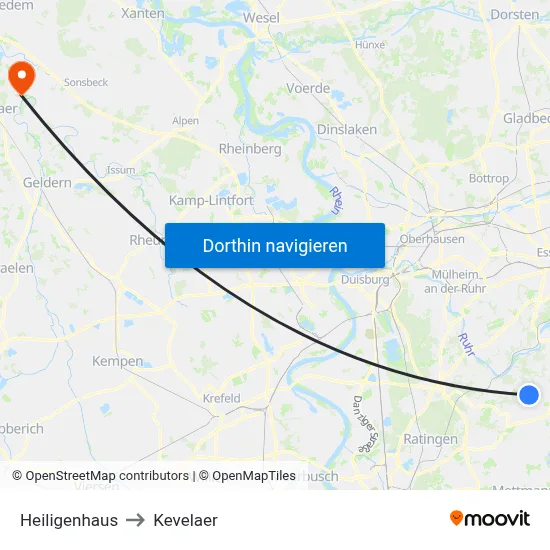 Heiligenhaus to Kevelaer map