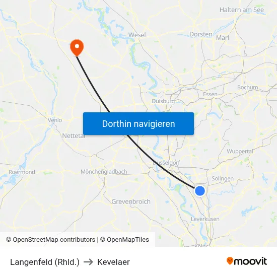 Langenfeld (Rhld.) to Kevelaer map