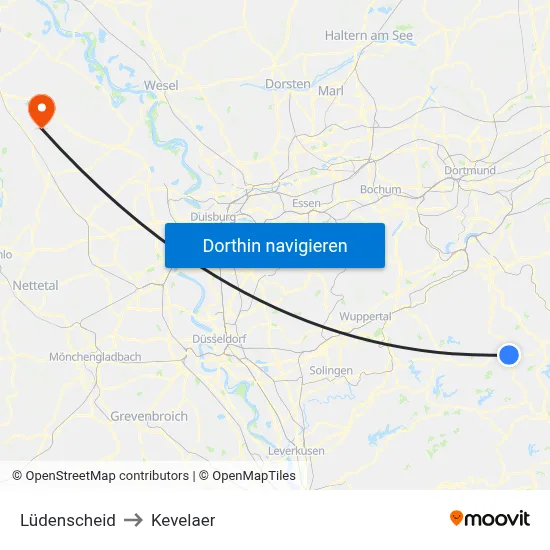 Lüdenscheid to Kevelaer map