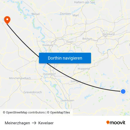 Meinerzhagen to Kevelaer map