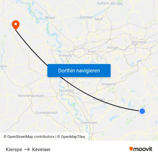 Kierspe to Kevelaer map