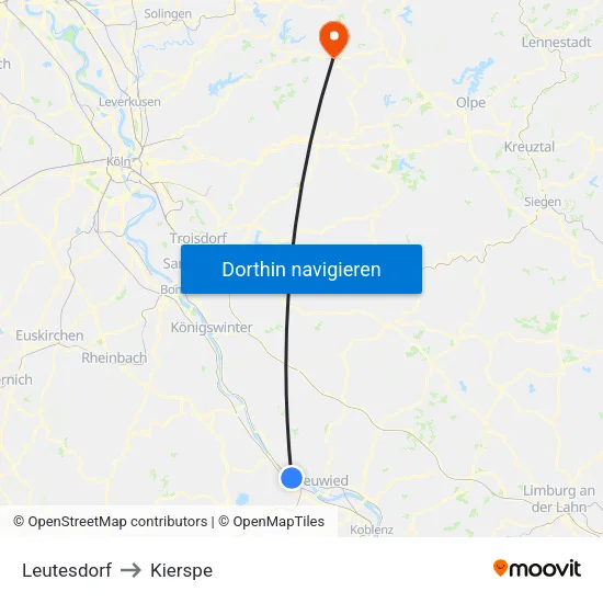 Leutesdorf to Kierspe map