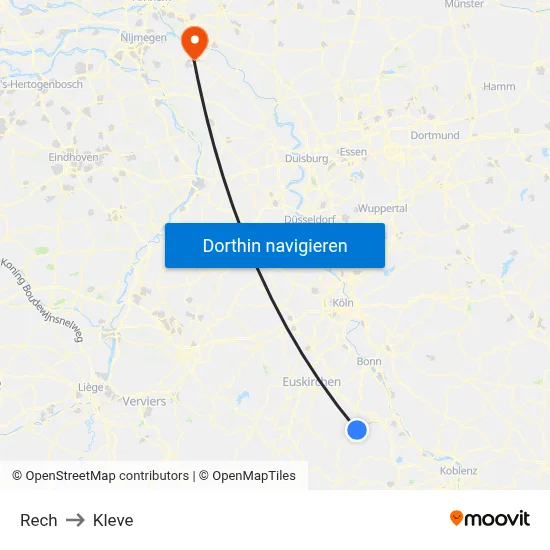 Rech to Kleve map