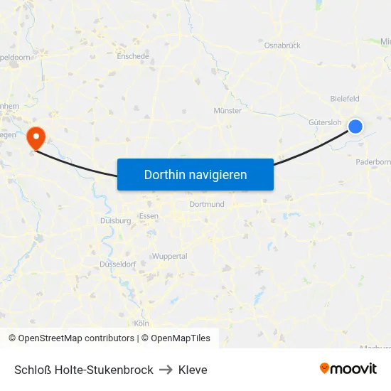 Schloß Holte-Stukenbrock to Kleve map