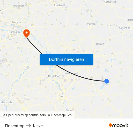 Finnentrop to Kleve map