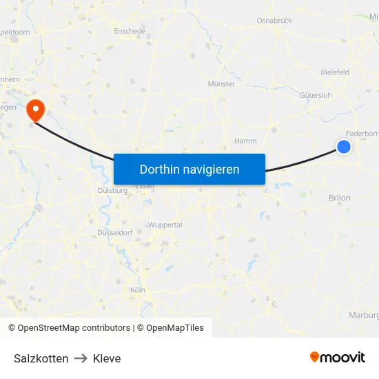 Salzkotten to Kleve map