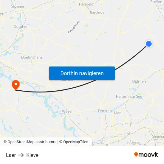 Laer to Kleve map