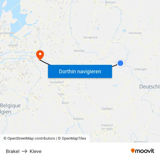 Brakel to Kleve map