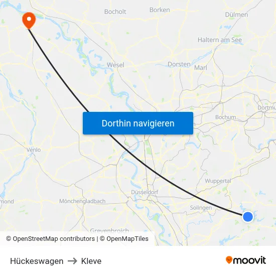 Hückeswagen to Kleve map