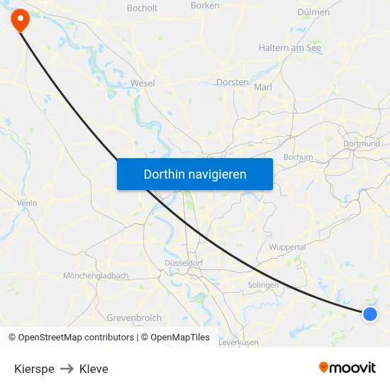 Kierspe to Kleve map