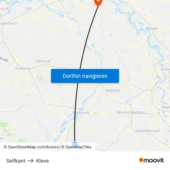 Selfkant to Kleve map