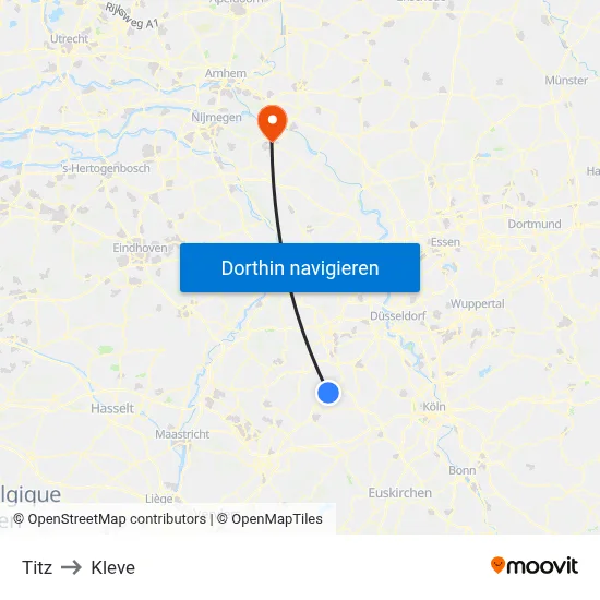 Titz to Kleve map