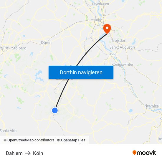 Dahlem to Köln map
