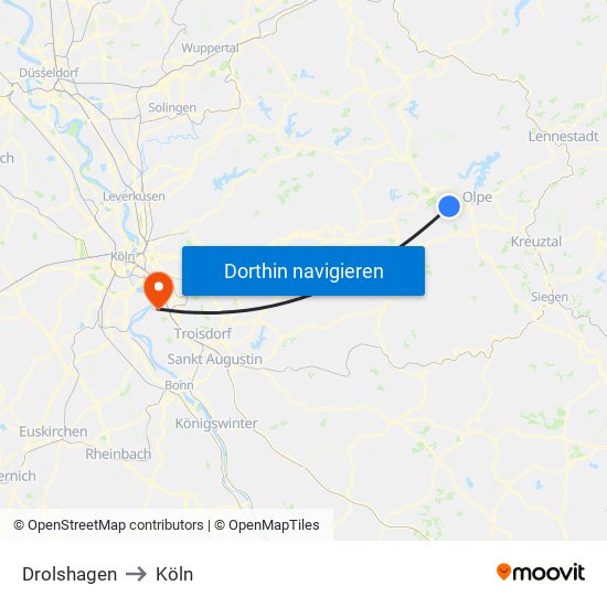 Drolshagen to Köln map