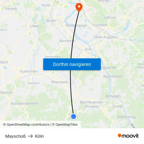 Mayschoß to Köln map