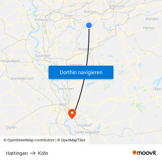 Hattingen to Köln map