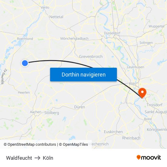 Waldfeucht to Köln map