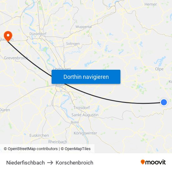 Niederfischbach to Korschenbroich map