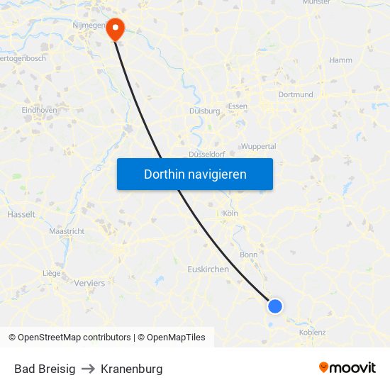 Bad Breisig to Kranenburg map