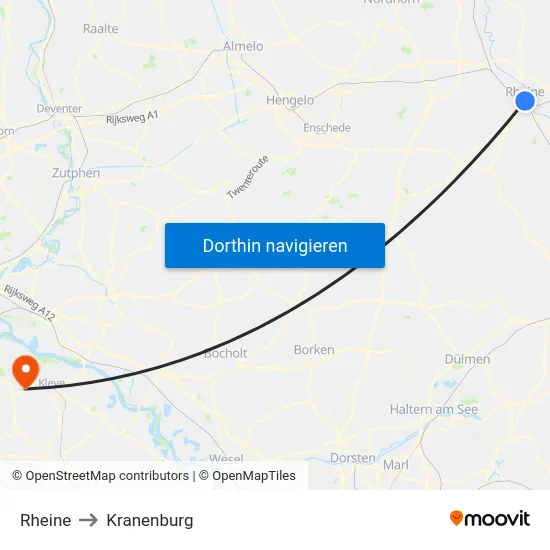 Rheine to Kranenburg map