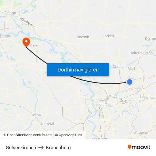 Gelsenkirchen to Kranenburg map