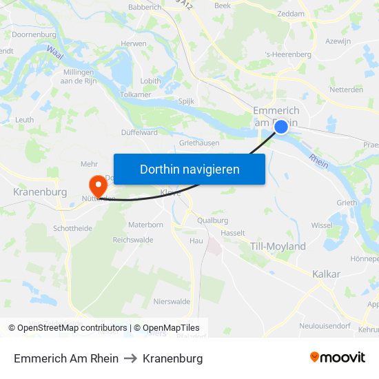 Emmerich Am Rhein to Kranenburg map