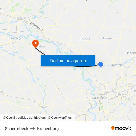 Schermbeck to Kranenburg map