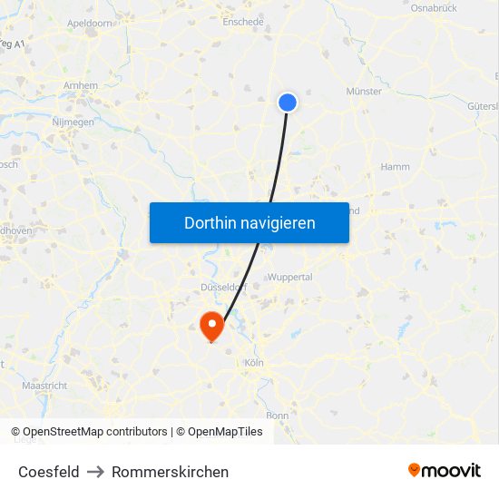 Coesfeld to Rommerskirchen map