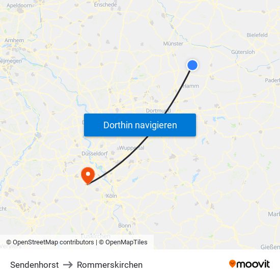 Sendenhorst to Rommerskirchen map