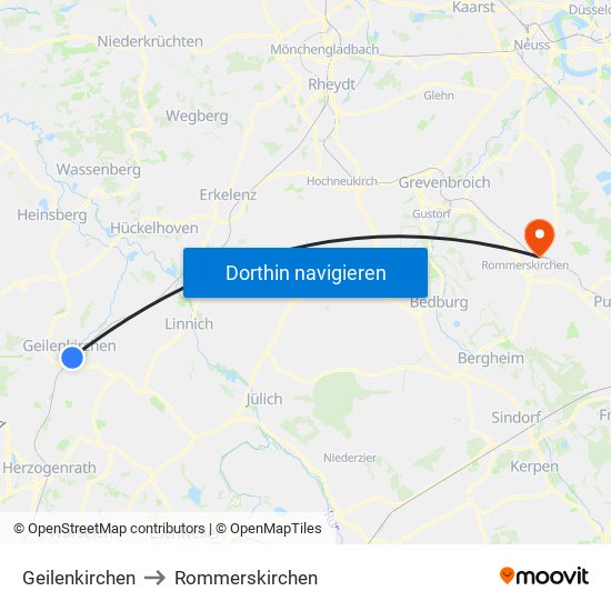 Geilenkirchen to Rommerskirchen map