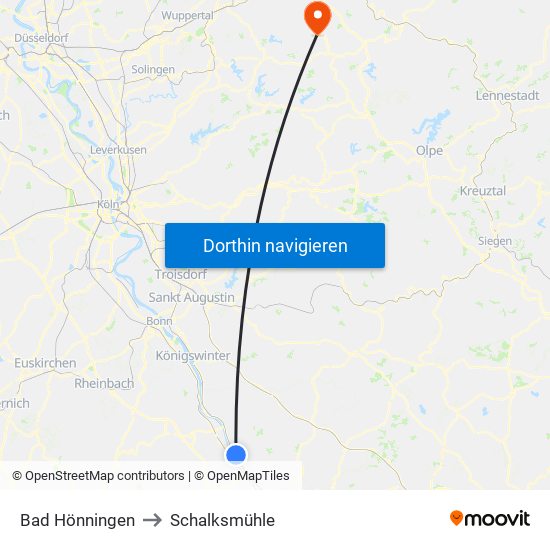 Bad Hönningen to Schalksmühle map