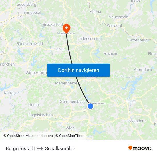 Bergneustadt to Schalksmühle map