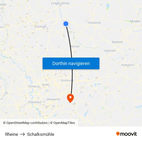 Rheine to Schalksmühle map