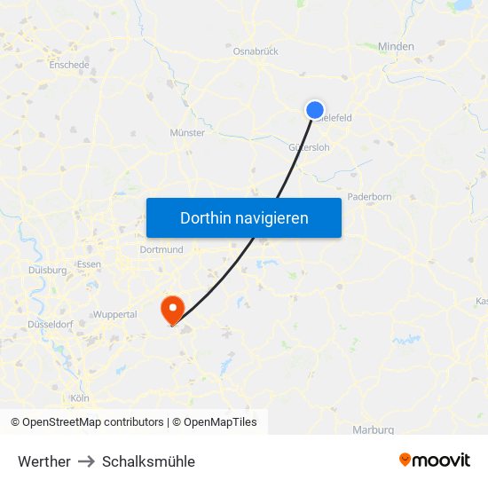 Werther to Schalksmühle map
