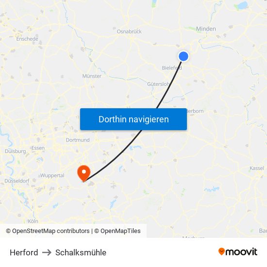 Herford to Schalksmühle map