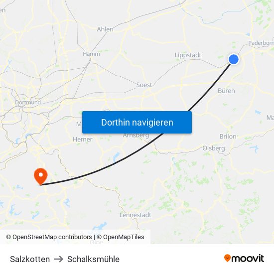 Salzkotten to Schalksmühle map