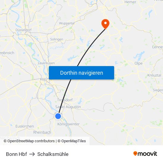 Bonn Hbf to Schalksmühle map