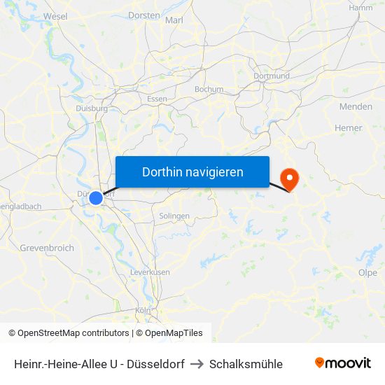 Heinr.-Heine-Allee U - Düsseldorf to Schalksmühle map