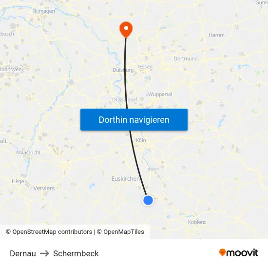 Dernau to Schermbeck map