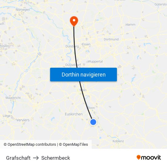 Grafschaft to Schermbeck map