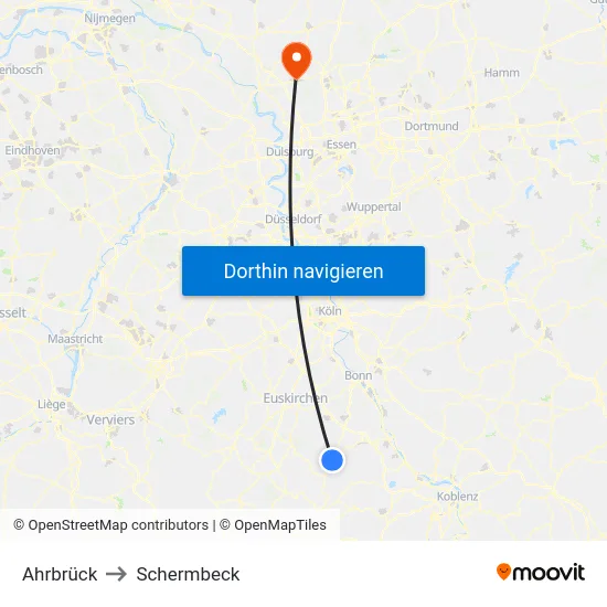 Ahrbrück to Schermbeck map