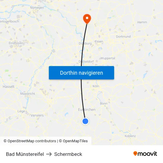 Bad Münstereifel to Schermbeck map