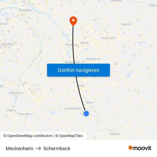 Meckenheim to Schermbeck map