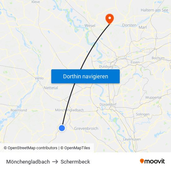 Mönchengladbach to Schermbeck map