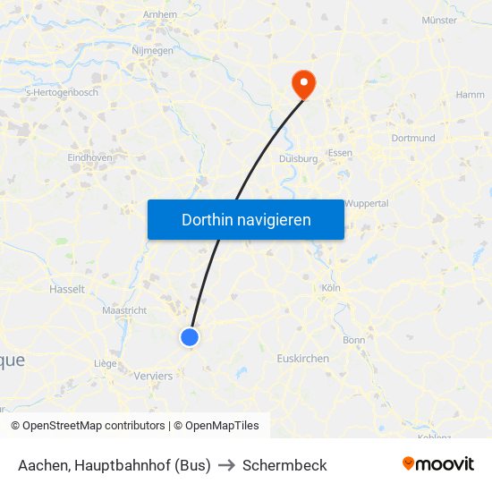 Aachen, Hauptbahnhof (Bus) to Schermbeck map