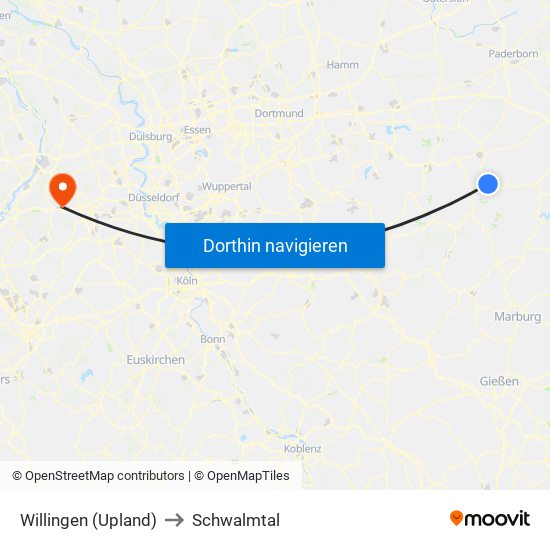 Willingen (Upland) to Schwalmtal map