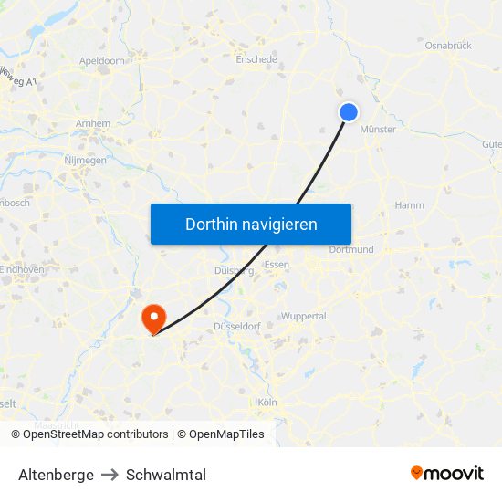 Altenberge to Schwalmtal map